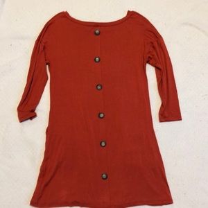 Rust/burnt orange colored cotton 3/4 sleeve dress